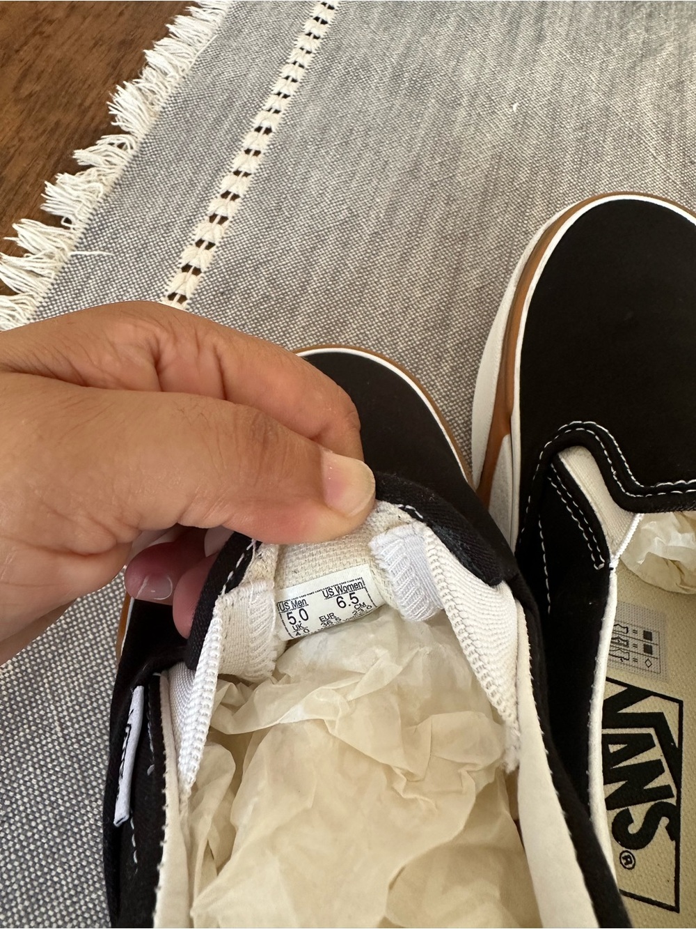 Vans Black Slip-On Loafers with Tan Accents - Picture 6 of 6